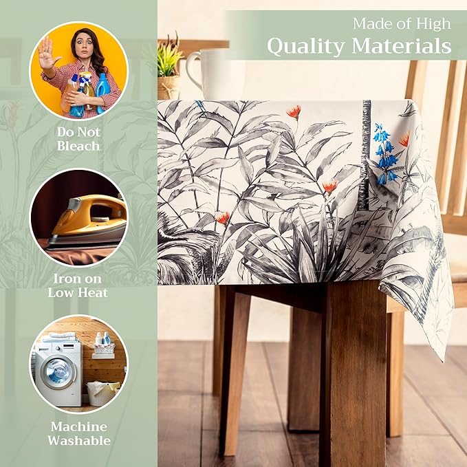 Maison d' Hermine Table Cloth Rectangle Table 100% Cotton 60 x 120 Inches Fall Tablecloth Reusable Everyday Use for Thanksgiving Christmas Decorations Dining Farmhouse Party (Amazonia)