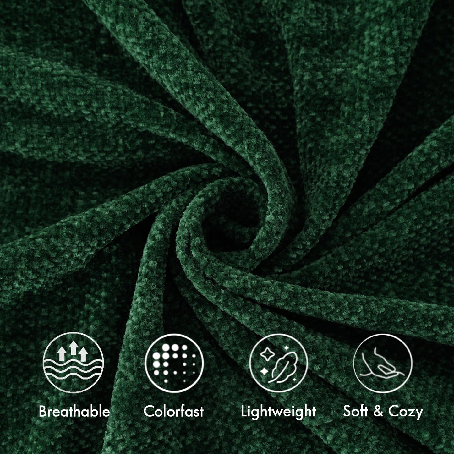 BATTILO HOME Chenille Knit Throw Blanket for Couch, Soft Cozy Christmas Green Knitted Throw Blanket with Fringe, Lightweight Blanket for Christmas Decoration, 50"x60"