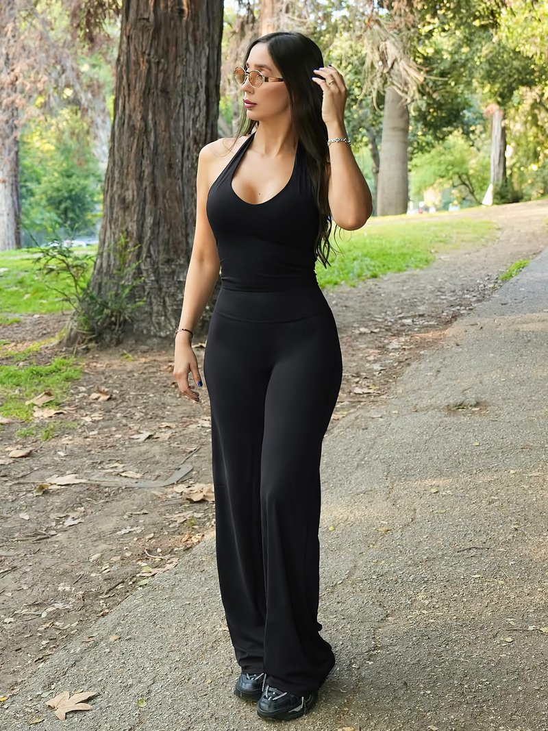 YEOREO Workout Leggings Womens No Front Seam Straight Leggings 33" Thin Fleece High Waist Buttery Eddiy Gym Yoga Pants Black S