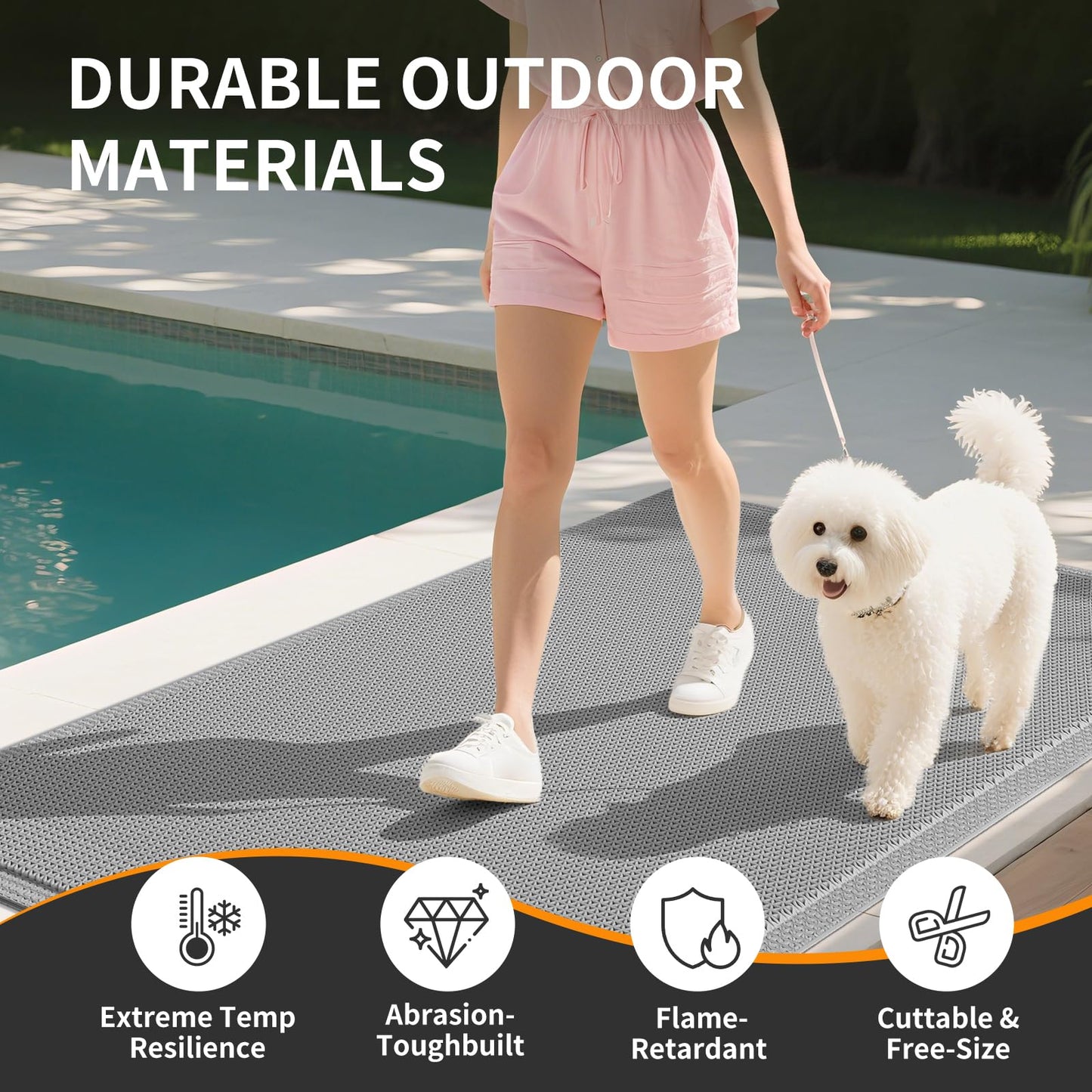 QiCaiJia Front Door Mat 31''x47'', Drainage Heavy Duty Dirt Trapping Non-Slip Doormats, Outdoor Rubber Floor Mats, Restaurant Commercial Kitchen Industral Pool Entrance Bar Wet Area, Grey
