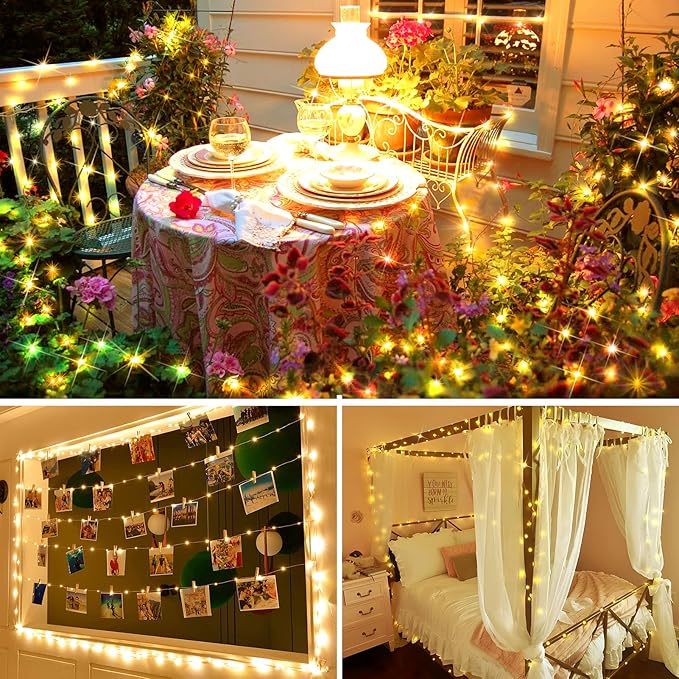 KNONEW 400FT Outdoor Christmas Fairy Lights Plug in,1200 LED String Lights Outdoor Waterproof 8 Modes Memory Times for Wedding Bedroom Walls Garden Trees Decoration(Warm White)