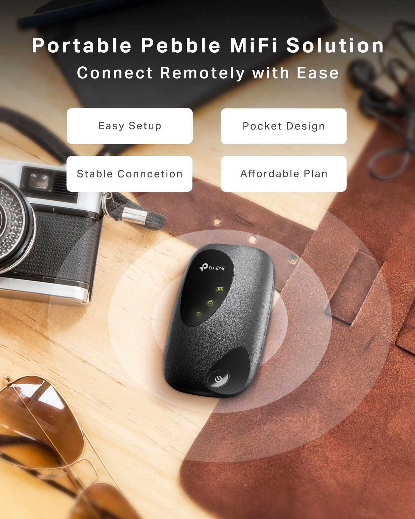 TP-Link M7000 4G MiFi, Portable Travel WiFi, Low Cost Unlocked LTE Cat4 Mobile Hotspot Dongle, Caravan WiFi with SIM Card Slot, High Global Compatibility, Easy App Management