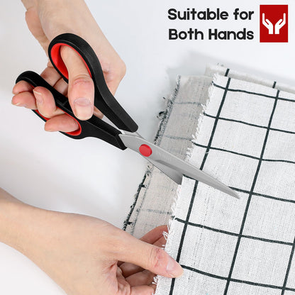 8" Scissors Bulk 6-Pack, All Purpose Scissors Stainless Steel Sharp for Office Home General Use Craft Supplies, High/Middle School Classroom Class Older Kids Scissor Set, Right/Left Handed