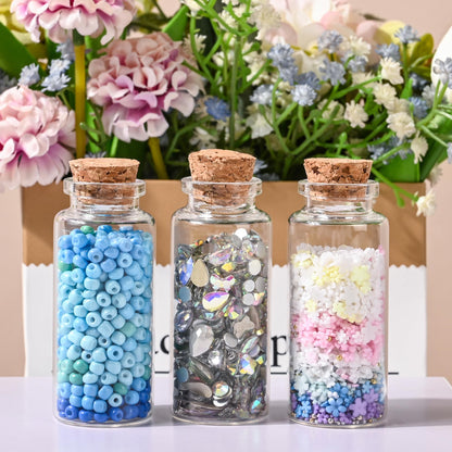 HPOPO 12PCS Mini Glass Bottle with Wood Cork Stoppers,30ml DIY Decoration Glass Jars for Halloween Decorations,Wedding Party Favors