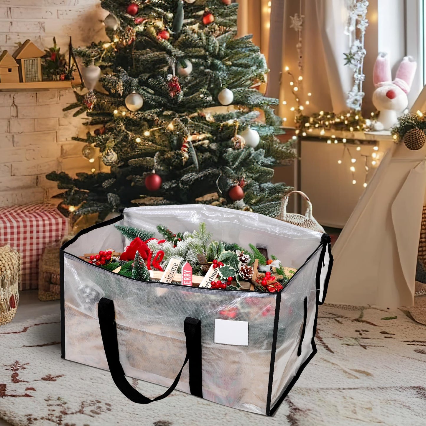 Dntorx 4 Pack Large Clothes Storage Bags with Lids Clear Moving Bags Heavy Duty Moving Totes Packing Bags with Zips for Moving Clothes Bedding Duvet Toys Christmas Storage Containers