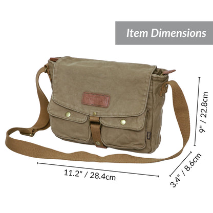 GOOTIUM Vintage Canvas Messenger Bag Men’s Crossbody Bag, Army Green