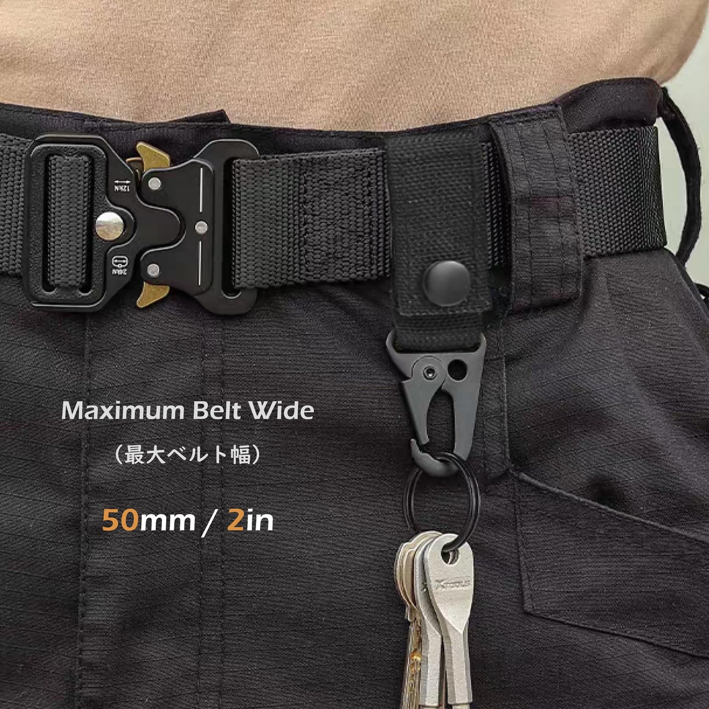 TRIWONDER Tactical Molle Key Ring Gear Key Keeper Nylon Keychain Belt Pouch Key Chain Webbing Holder Military Utility Hanger Keychain Hook (Black - 4)