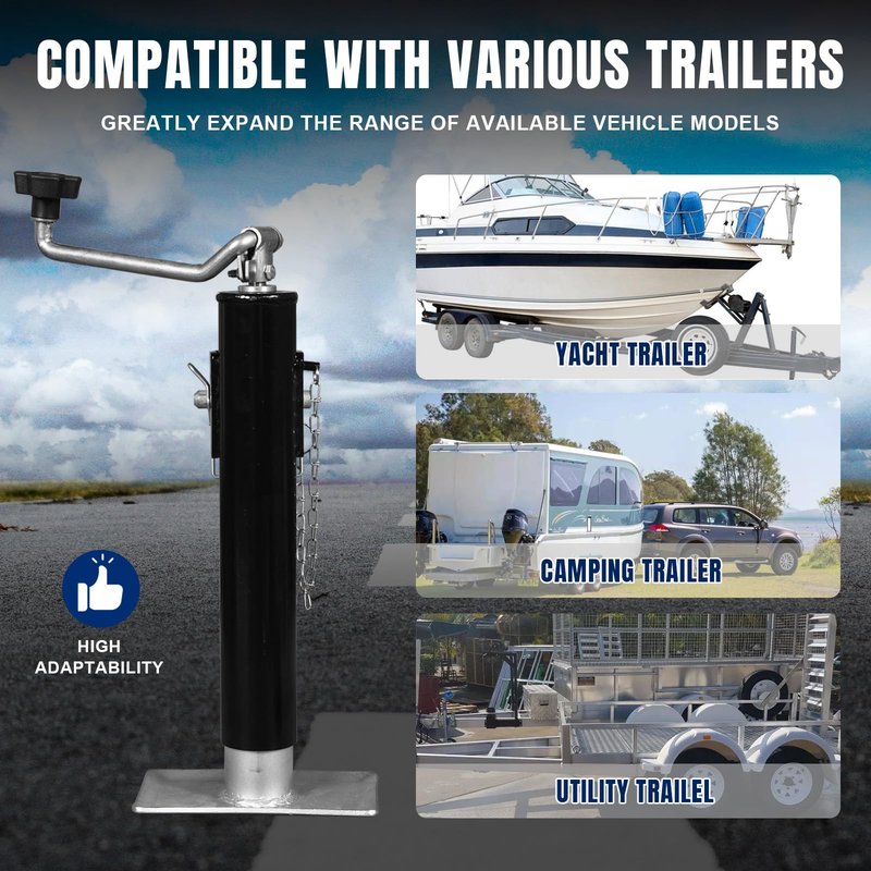 Torin 2000lbs Trailer Jack Heavy-Duty Square Direct Weld on RV Jack, 10 Inches Lift, Adjustable Drop Leg, for Lifting RV Trailer, Horse Trailer, Utility Trailer, Yacht Trailer