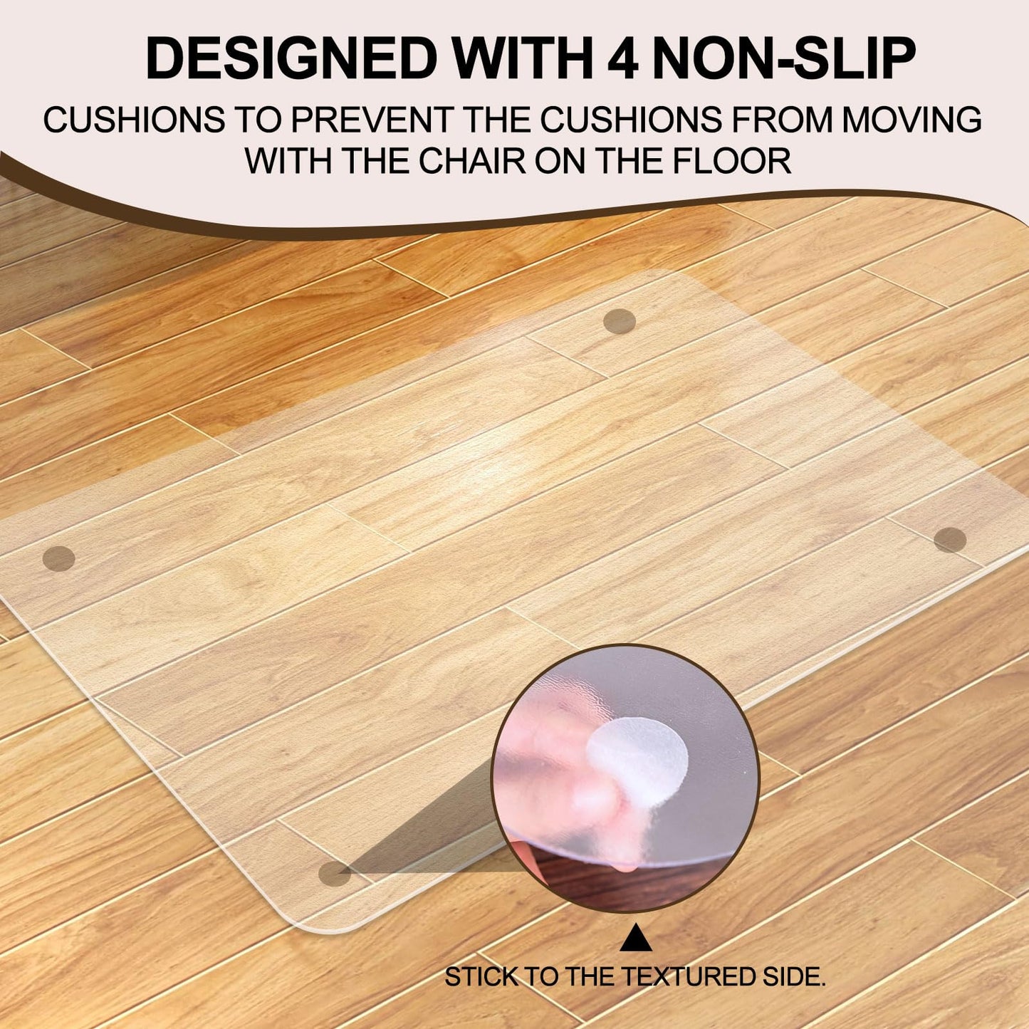 Tcyzest Office Chair Mat for Hard Floors, 36 x 48 inches, 2mm Thick Clear Chair Mat with 4 Non-Slip Pads - Heavy Duty Floor Protector for Rolling Chairs