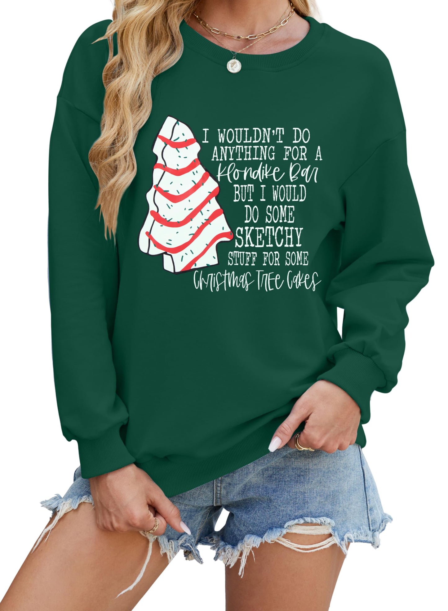 MYHALF Christmas Sweatshirt Womens Santa Shirts Christmas Trees Pullover Ugly Xmas Holiday Shirt Long Sleeve Tops Lightweight