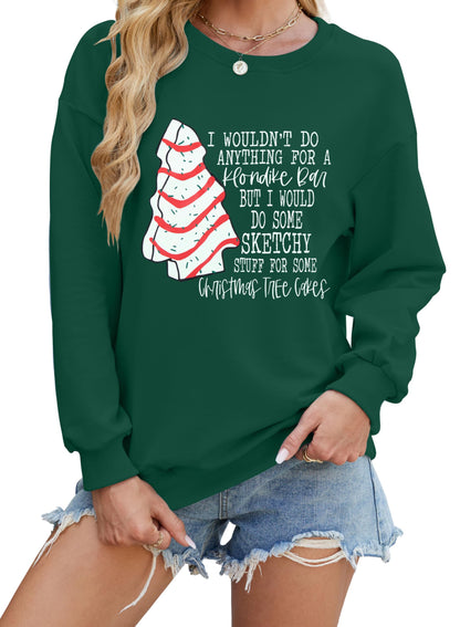 MYHALF Christmas Sweatshirt Womens Santa Shirts Christmas Trees Pullover Ugly Xmas Holiday Shirt Long Sleeve Tops Lightweight