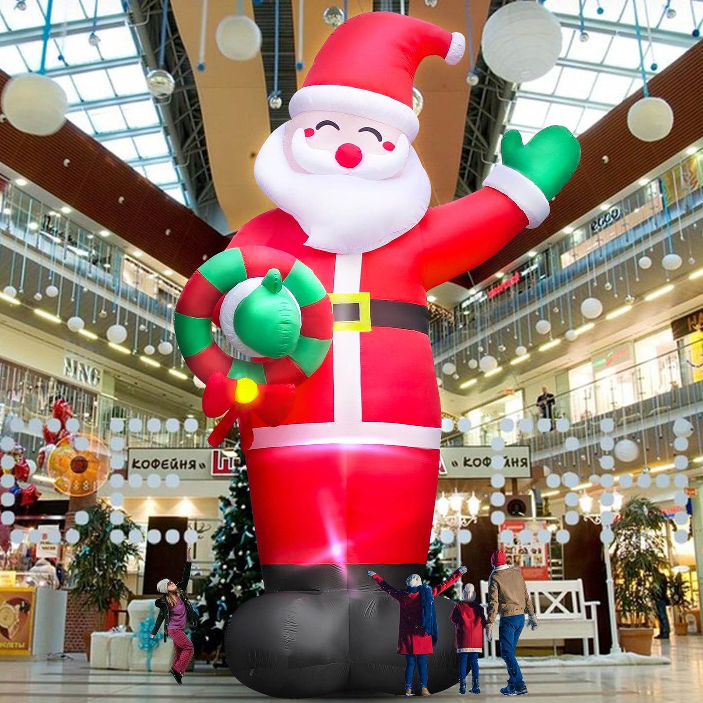 Danxilu 20 FT Giant Christmas Inflatables Santa Claus Outdoor Decoration, Huge Santa Blow Up Yard Decorations Built-in LED Lights with Blower Xmas Decor for Holiday Party Home Lawn Malls Squares