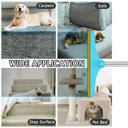 Eaersan Carpet Rake for Pet Hair Removal - Reusable Pet Hair Remover, 60” Adjustable Long Handle Cat Dog Carpet Rake Scraper, Dog Hair Rake Brush for Rugs, Mats, Couch, Furniture