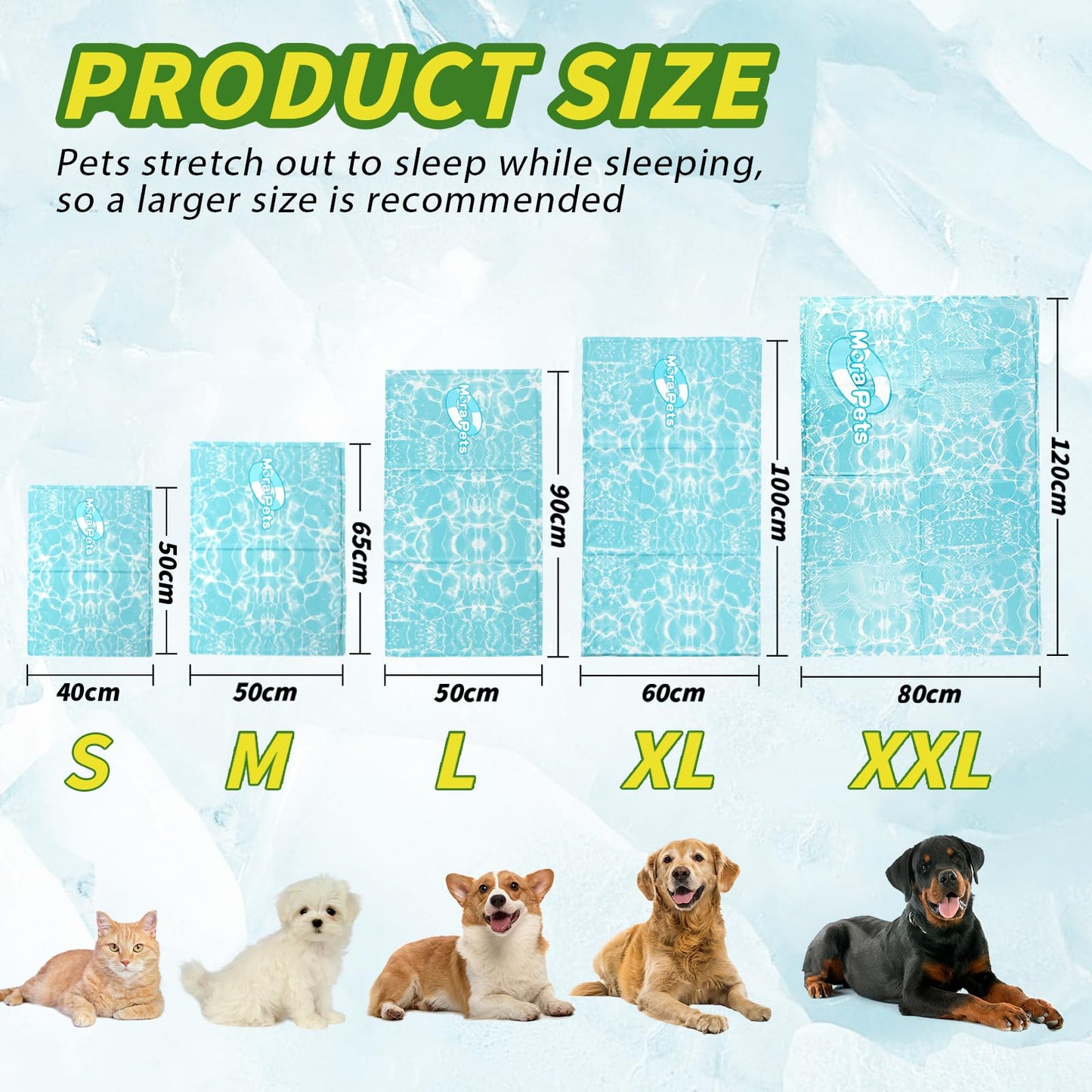 Dog Cooling Mat Durable Pet Cool Mat for Dogs Cats, 50 x 40cm S Non Toxic Gel Self Cooling Pad Scratch Resistant for Small Medium Dogs, Ice Blanket Keep Dog Cool in Summer