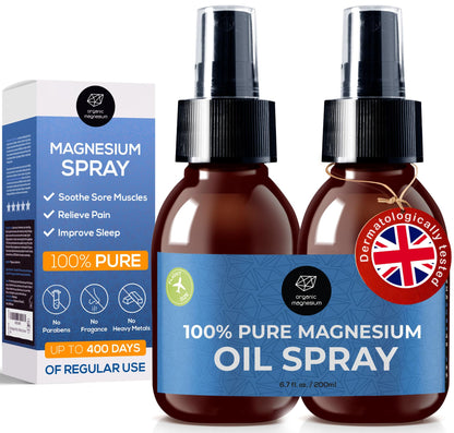 Magnesium Spray for Sleep 2x100ml - 100% Natural & Ultra Pure Organic Magnesium Oil | Topical Foot Spray for Restless Legs & Muscle Cramp Relief | Magnesium Chloride Oil from Zechstein
