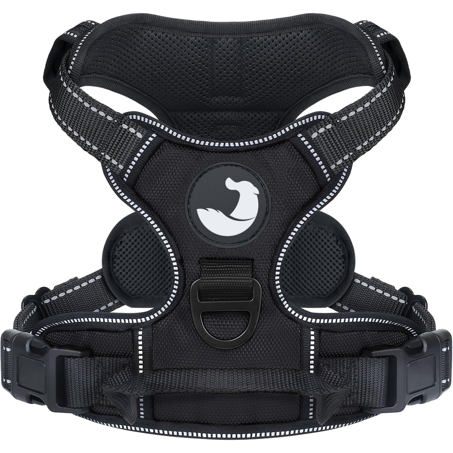 Joytale No Pull Dog Harness Medium Sized Dog, Reflective Pet Vest with Front Clip, Adjustable Soft Padded Harnesses with Easy Control Handle for Training and Walking, Black, M