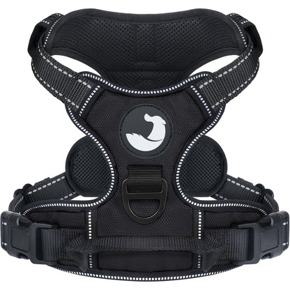 Joytale No Pull Dog Harness Medium Sized Dog, Reflective Pet Vest with Front Clip, Adjustable Soft Padded Harnesses with Easy Control Handle for Training and Walking, Black, M