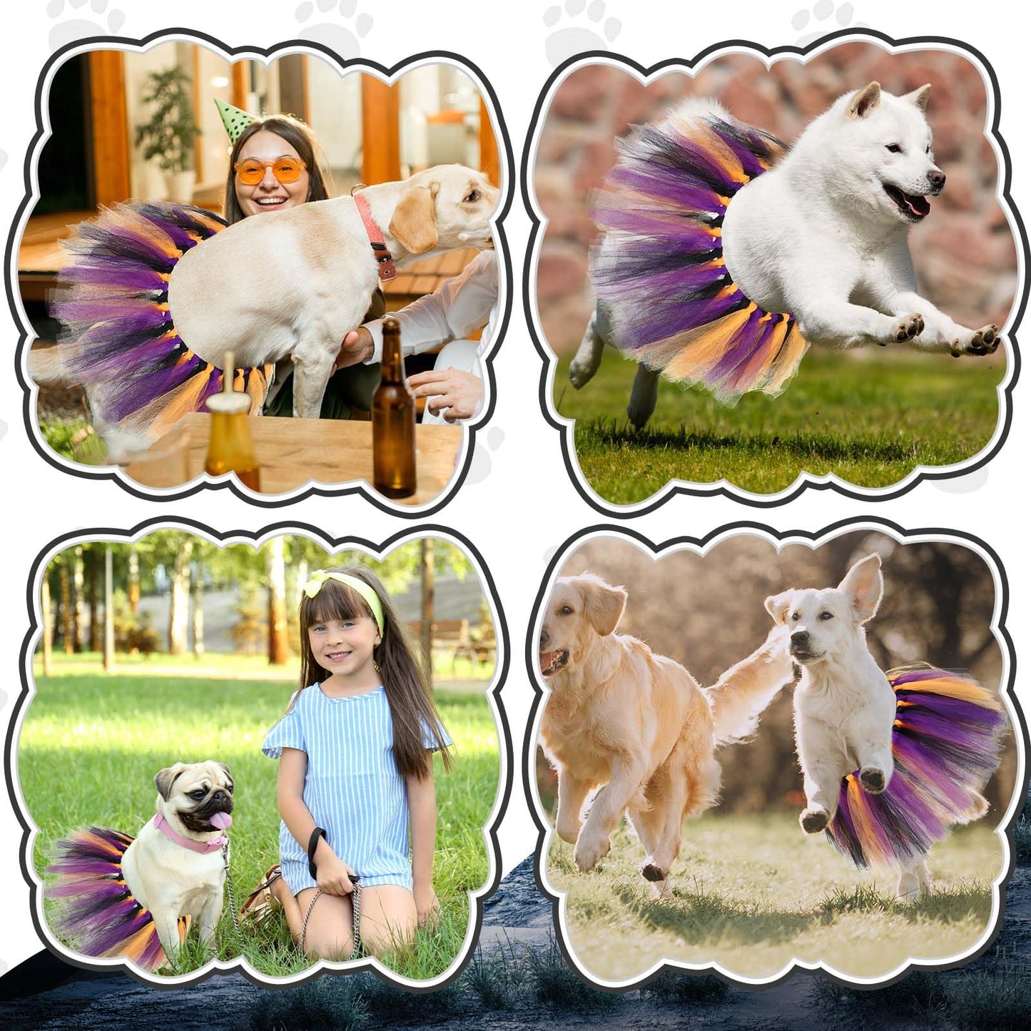 Locmeo Dog Tutu Tulle Tutu for Dogs Small Large Medium Puppy Dress Ballerina Costume Skirt for Halloween Puppy Cats Bunny Pet Outfit Birthday Wedding Party Photo Prop Supplies(Halloween Color)