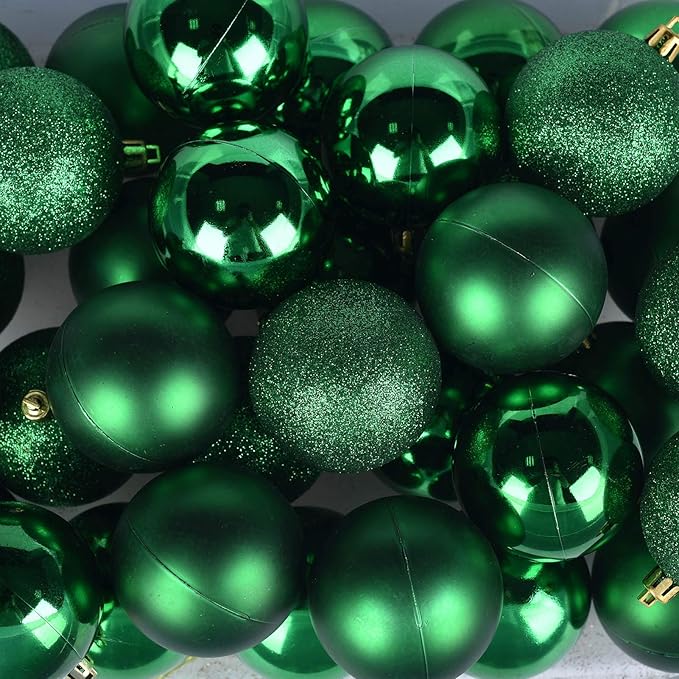 30ct Christmas Day Ball Ornaments Decorations, 2.36" Shatterproof Christmas Tree Decorations, Perfect Hanging Ball for Indoor/Outdoor Holiday Wedding Party Christmas Day Decor (Green)