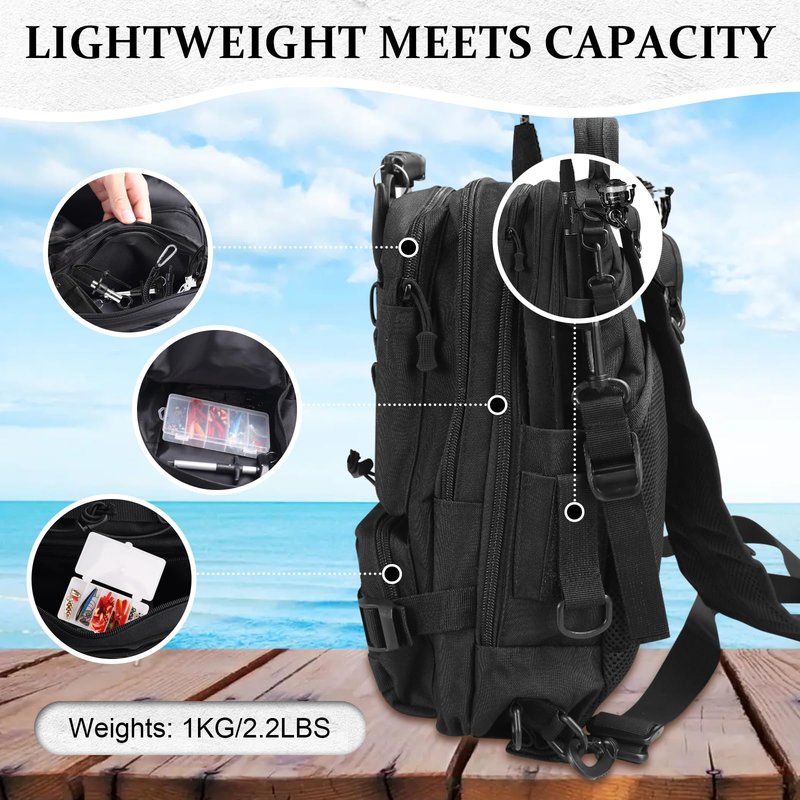 FUNANASUN 117Pcs Fishing Backpack with Tackle Boxes, Waterproof Fishing Tool Kit with Pliers, Fish Hook Remover, Lip Gripper Ideal Gift for Boys, Grandsons, Husband