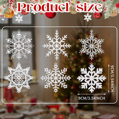 Lunmon 48 Pcs Christmas Crochet Snowflake Ornaments Winter Crocheted Snowflake Hanging Decor Crochet Doilies for Winter Wonderland Decorations Xmas Tree Home Wall Holiday Party Woven Gift, 6 Styles