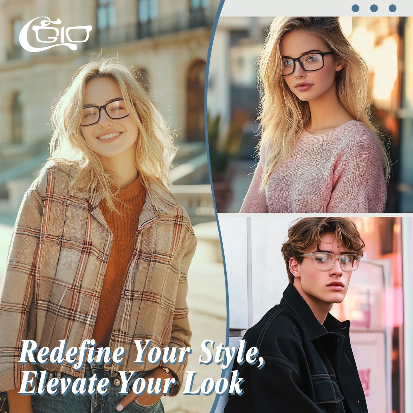 CGID CN12 Fake Glasses Women Men Casual Fashion Square Clear Lens Glasses 100% UV400 Protection,Matte Black