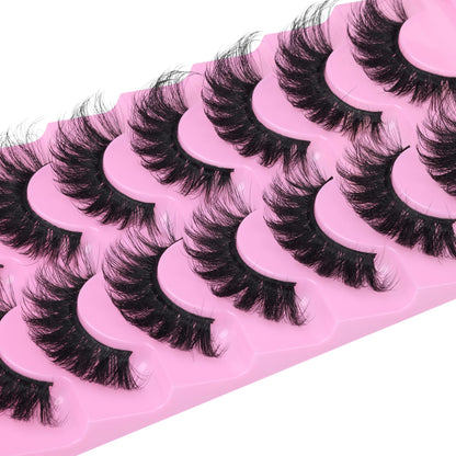 JIMIRE Faux Mink Lashes Fluffy Volume False Eyelashes Pack Dramatic Natural Look Wispy Cat Eye 18MM Fake Lashes 7 Pairs