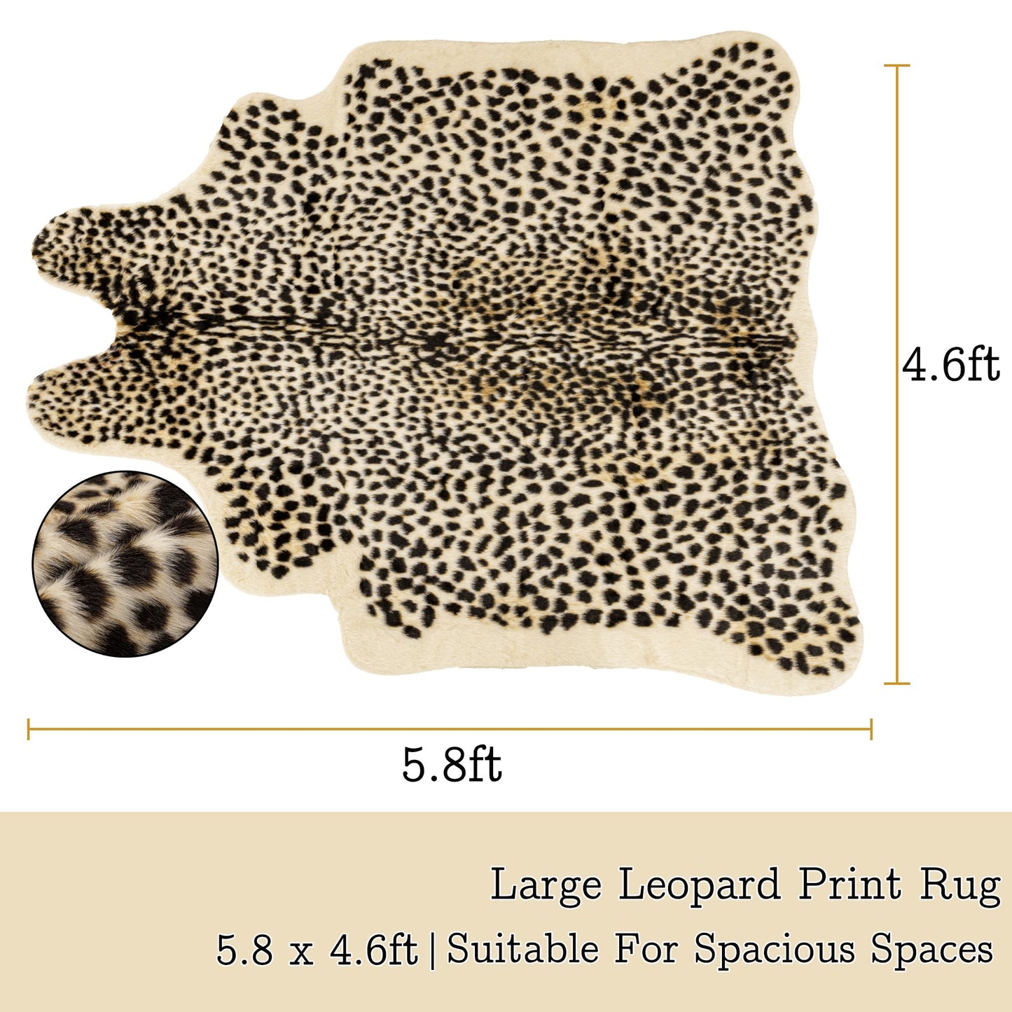 Mibathni Leopard Print Rug, Cheetah Rug 4.6x5.8ft Faux Animal Print Skin Leopard Area Rug for Bedroom Living Room Home Office Western Decor