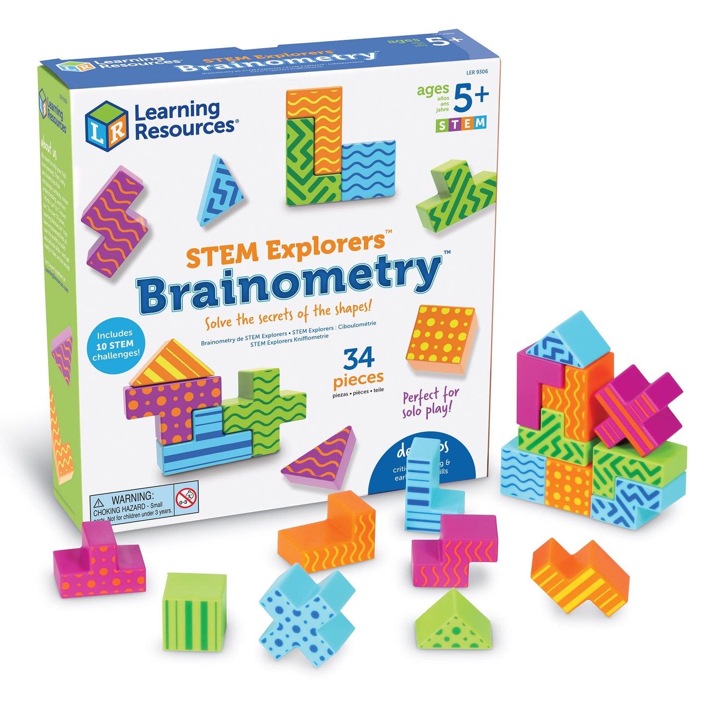 Learning Resources STEM Explorers Brainometry Age 5+, Critical Thinking & STEM Skills 3D Puzzle Game for Kids, 10 STEM Challenges, Ages 5+
