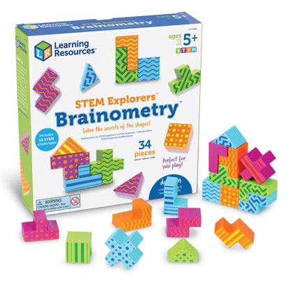 Learning Resources STEM Explorers Brainometry Age 5+, Critical Thinking & STEM Skills 3D Puzzle Game for Kids, 10 STEM Challenges, Ages 5+