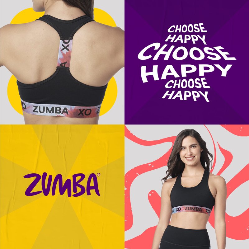 ZUMBA Women’s Love Scoop Sports Bra, Athletic Workout Top for Women, Black, X-Small