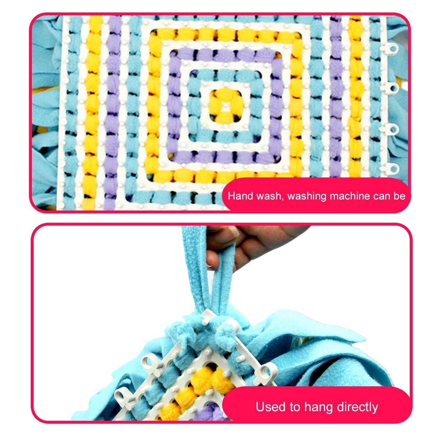 YEAKOO Dog Snuffle Mat, Hand Woven Dog Sniffing Pad Soft Pet Nose Work Smell Snuffle Mat Training Feeding Foraging Skill Blanket Dog Play Mats Puzzle Toys 45cmx45cm (Yellow/Purple/Blue)