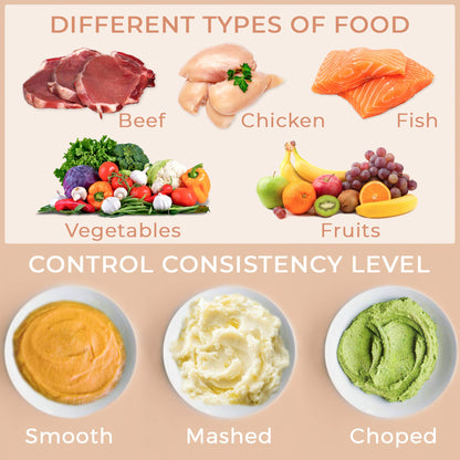 Baby Food Maker Chopper Grinder - Mills and Steamer 8 in 1 Processor for Toddlers - Steam, Blend, Chop, Disinfect, Clean, 20 Oz Tritan Stirring Cup, Touch Control Panel, Auto Shut-Off, 110V Only