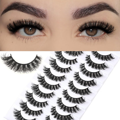 FARRED Mink Lashes Short Fluffy Eyelashes Wispy Natural Eyelash Pack Full Volume Lash Strips 10 Pairs Wispies Fake Strip Lashes Natural Look False Eye Lash Russian Looking for Everyday Makeup