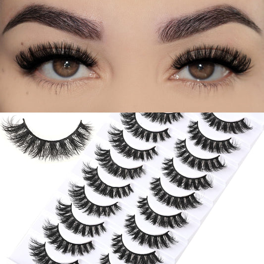 FARRED Mink Lashes Short Fluffy Eyelashes Wispy Natural Eyelash Pack Full Volume Lash Strips 10 Pairs Wispies Fake Strip Lashes Natural Look False Eye Lash Russian Looking for Everyday Makeup
