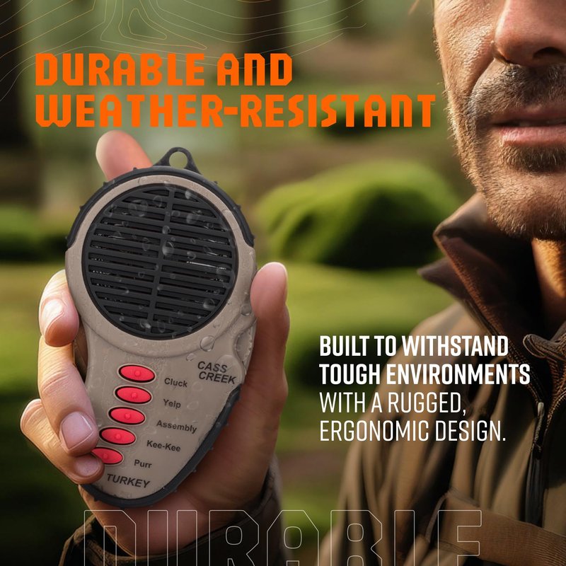 Cass Creek Ergo Electronic Turkey Call, Compact Hunting Caller with Authentic Digital Sounds, Loud and Portable Game Call for Beginners and Experts