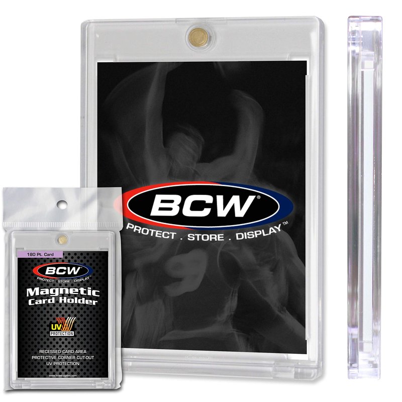 BCW Magnetic Card Holder -180 PT Thickness - 3 Pack | Protective Display Card Case with Secure Gold Magnet Closure | UV Protection, Quick Access Design for Sports, Gaming, and Collectible Cards