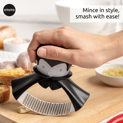 OTOTO Rockula Garlic Press Rocker - Garlic Masher, Garlic Rocker, Rocking Garlic Press Stainless Steel - Garlic Smasher Spooky Gifts - Easy to Clean