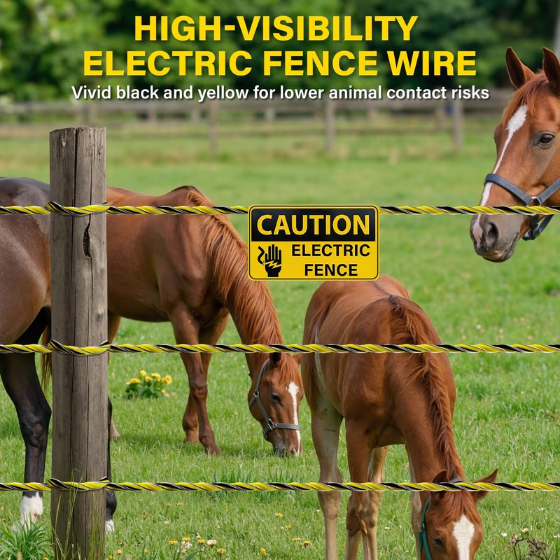 HOKINETY Electric Fence Wire 3366Ft 1026M- 6 Stainless Steel Strands Polywire for Reliable Conductivity - Electric Fence Poly Wire for Portable Livestock Fencing