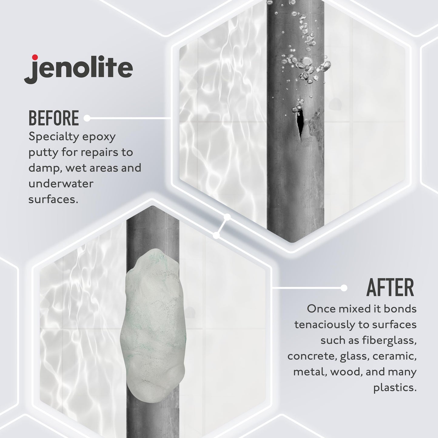 JENOLITE Epoxy Putty Repair Stick | UNDERWATER | 112g (7 Inches) | Apply Underwater | Ideal For Hot Tubs, Spas, Swimming Pools, Boats & More | Excellent as Plumbers Putty & Pipe Repair Epoxy Filler
