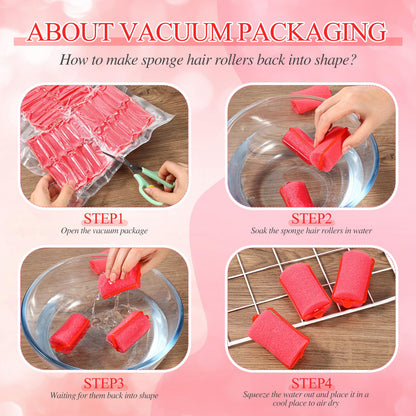 Geyoga 18 Pieces Sponge Hair Rollers Large Soft Foam Hair Styling Curlers Large Size Hairdressing Curlers for Women(Pink,1.6 x 2.8 Inches)