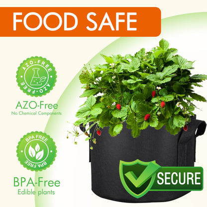 Gardzen 10-Pack 5 Gallon Grow Bags, 300G Thickened Aeration Fabric Pots with Handles, Heavy Duty Cloth Pots for Plants