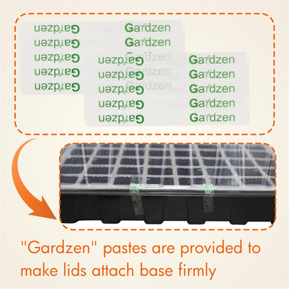 Gardzen 5-Set Seed Starter Tray Kits, Durable Plant Germination Trays with Humidity Vented Domes and Bases, Ideal for Seed Starting, Indoor Gardening, and Greenhouse (Total 200 Cells)
