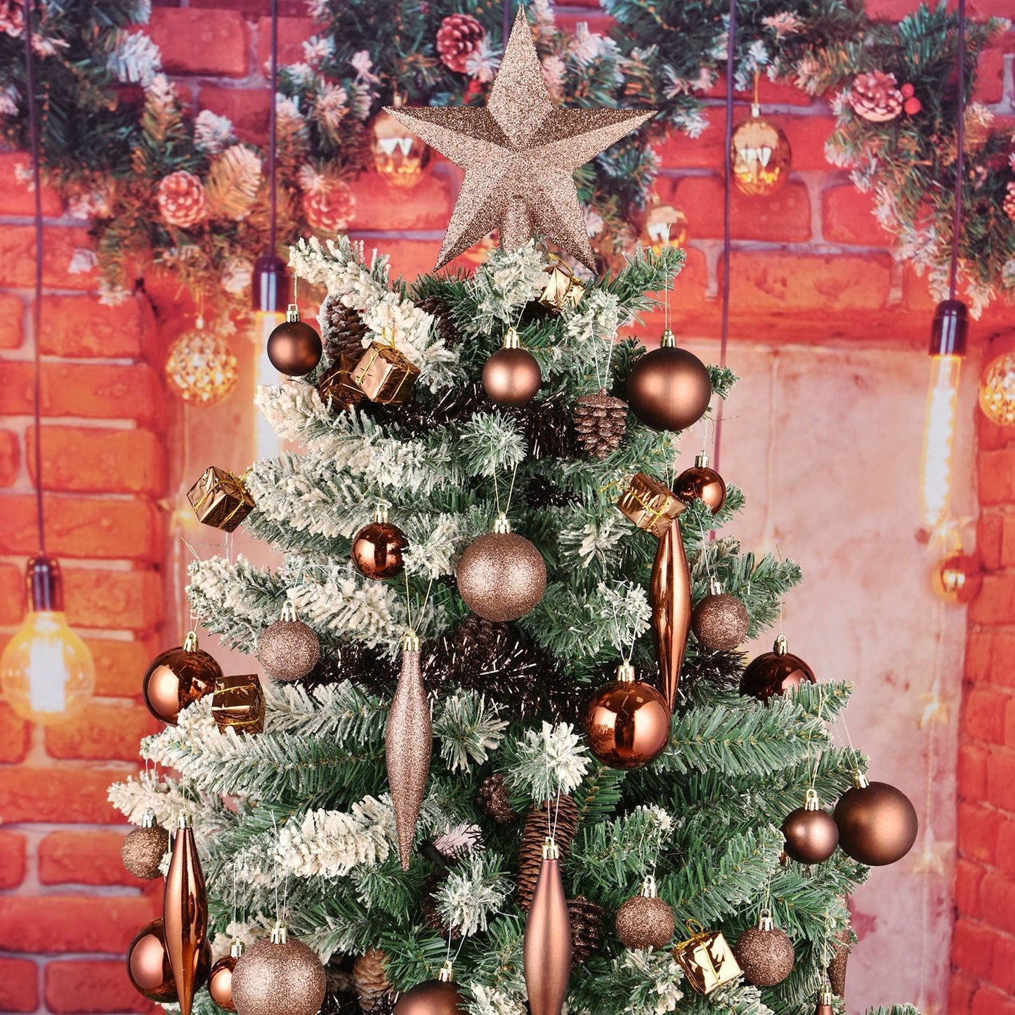 30ct Christmas Ball Ornaments, 2.36" Shatterproof Tree Decorations, Perfect Hanging Ball for Indoor/Outdoor Holiday Christmas Party Decor (Brown)