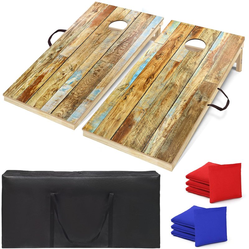 Solid Wood Cornhole Board Set，2 Regulation 4'x2' Cornhole Boards with 8 Cornhole Bags and Carrying Case, Corn Hole Games for Adults Outdoor Bean Bag Toss Game