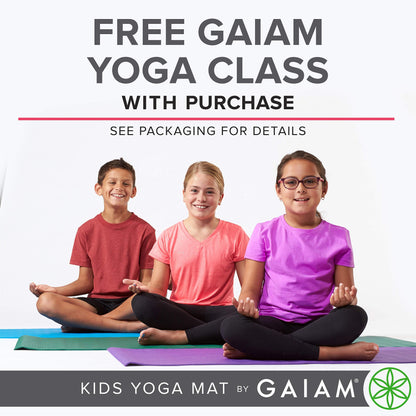 Gaiam Kids Yoga Mat Exercise Mat, Yoga for Kids with Fun Prints - Ideal for Babies, Active & Calm Toddlers and Young Children (60" L x 24" W x 3mm Thick) - Ballerina