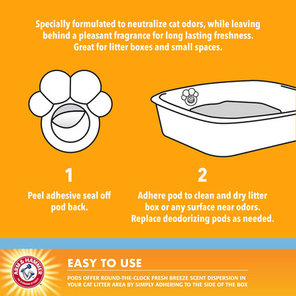 Arm & Hammer Pets Cat Litter Box Deodorizing Pods 2 pods, Fresh Breeze Scent | 2 Cat Litter Box Deodorizer from Arm and Hammer | Combats Cat Odors | 2 Adhesive Devices