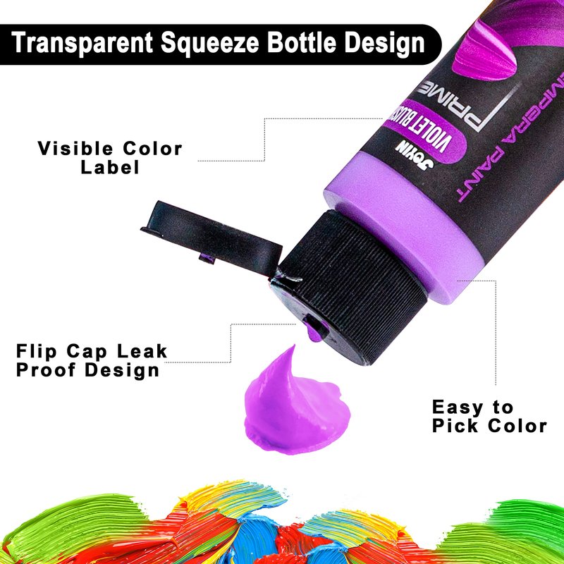 JOYIN Washable Tempera Paint Set for Kids 42PCS, Non Toxic Liquid Paint with 15 Brushes and 4 Palettes - Art Supply for Kids for Arts and Crafts Project, Finger Painting (2 oz Each), School Project Art Supplies