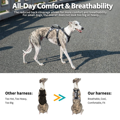 Huntboo Escape Proof Harness, No Slip Dog Harness Escape Proof, Fully Reflective Harness with Handle, Breathable, Durable, Adjustable Vest for Medium Dogs Walking and Training Gear (Black, M)