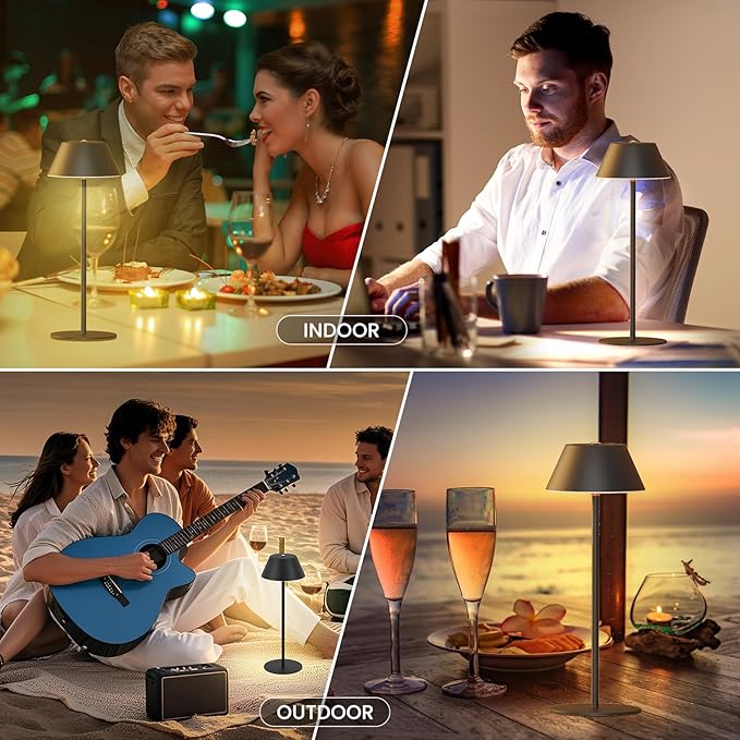 LOFTEK Cordless Table Lamps Set of 2, Rechargeable Table Lamp, Up to 55 Hrs Ultra-Long Battery Life, Eye-Friendly, Touch Dimming, Portable Wireless Ambient Lighting (Pure Black, 2 Pack)